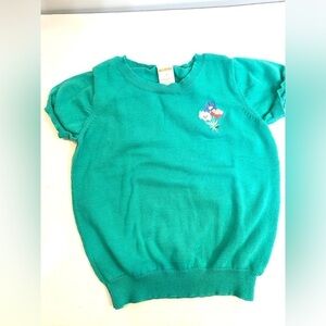 Girls Gymboree short sleeve embroidered green sweater size Small
